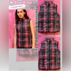 Tribal Red and Black Plaid Quilted Vest